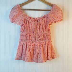 NWT Francesca's Mi Ami Floral Pullover Peplum Blouse